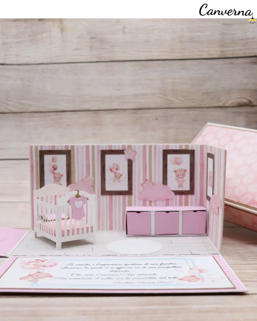 Explosion box handmade bambini colorata con elementi giocosi cardmaking
